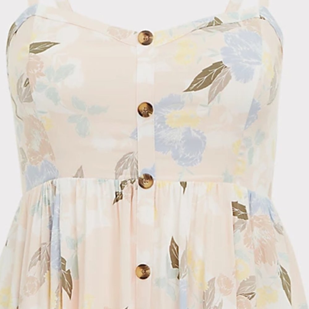๐3X LIGHT PINK FLORAL CHALLIS BUTTON HI-LO DRESS 3x - Picture 5 of 6